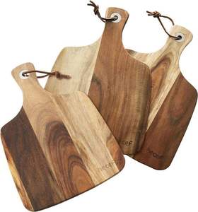 Planche à découper en bois d'acacia durable Planche à découper rectangulaire avec plateau en bois naturel à rainure profonde pour le fromage - Product Image 6