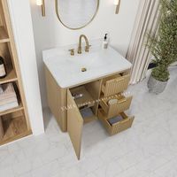 Meuble-lavabo de salle de bain personnalisé de 36 pouces avec effet ondulé et lavabo simple