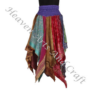 DS032 falda surtida de baile tribal urbano de seda para mujer falda Hippie Bohemia para mujer falda de retales Hippie bohemio cintura elástica - Product Image 5