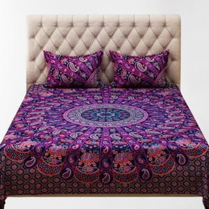 Home & Hotels Decorative Housewarming Set of 3 Pcs Pure Cotton Mandala <b>Covers</b> With Two Pillowcases Eco-Friendly - Product Image 1