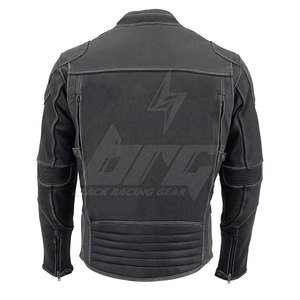 Chaqueta de Motociclista de Cuero Genuino Hecha a Medida, Impermeable, Resistente al Viento y al Fuego, para Invierno, Color NEGRO RACING, Superventas - Product Image 3