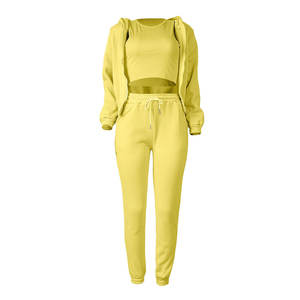 Ensemble de survêtement d'entraînement solide 3 pièces pour femmes avant sans couture Hip Lift Yoga Legging taille élastique soutien-gorge de sport à manches longues séchage rapide - Product Image 1