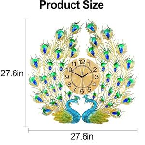 Large Abstract Peacock with Wing <b>Wall</b> <b>Clock</b> Modern Silent Quartz Metal Decor <b>for</b> <b>Living</b> <b>Room</b> with Radio Movement - Product Image 4