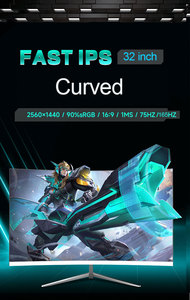 Độ cong cao 32 inch 1K 2K <span class=keywords><strong>1440p</strong></span> 144Hz 165Hz 1ms QHD dp HDM PC Hiển thị màn hình máy tính VESA cong LED chơi game màn hình - Product Image 6