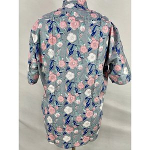 เสื้อเชิ้ตชายหาดผ้าฝ้ายแท้สำหรับผู้ชาย ลายพิมพ์บล็อกสีสันสดใส ใส่สบาย เหมาะสำหรับปิกนิกในสวน ของขวัญสำหรับคุณพ่อคนเมือง ผ้าป๊อปลินสีเทา - Product Image 4