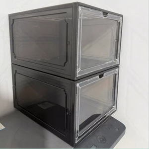 Cajas de zapatos de plástico transparente 34x27X19 con puerta magnética Caja de zapatos de plástico transparente de gran tamaño con puerta Fábrica Vietnam - Product Image 2