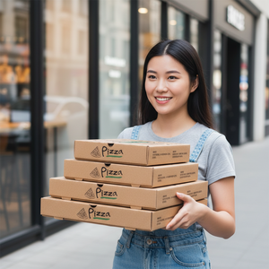 Boîte à pizza écologique, de qualité alimentaire, compatible micro-ondes, recyclable, en papier kraft, pour des opérations de restauration durables - Product Image 6