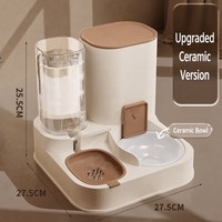 Distributeur d'eau automatique pour chat en céramique 2 en 1, bol d'alimentation pour animaux de compagnie, séparation sèche et humide pour chats d'intérieur