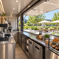 Restaurant modulaire en conteneur Etodevice avec équipement de cuisine pour café, restauration rapide et services à emporter