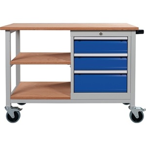 <b>Tool</b> Cabinets Beech Multiplex Workbench W1200xD540xH880mm Light Grey/Signal Blue 3 <b>Drawers</b> - Product Image 3