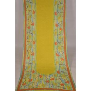 Tissu Sari en soie recyclée colorée 5 Yard Vintage Poly Art tissu indien en soie pour la couture, Patchwork, robes, projets de décoration - Product Image 1