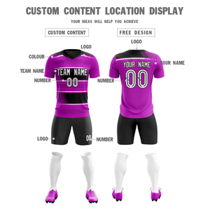 Uniforme de Fútbol Personalizado de Secado Rápido, Color Morado y Negro, Conjunto Completo, Servicio OEM, Superventas - Product Image 2