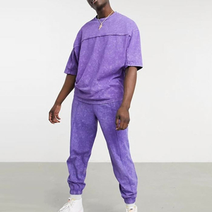 Survêtements de qualité de marque personnalisée surdimensionnés délavés à l'acide deux pièces ensemble de survêtements d'été pour hommes - Product Image 3