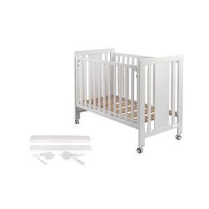Mod. Lit bébé Monet blanc pour matelas 60x120, comprend un kit de cododo - Product Image 1