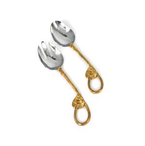 Cuchara de metal para ensalada con mango largo chapado en oro pulido espejo boda servir tenedor para pasta y espaguetis tamaño personalizado - Product Image 2