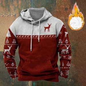 Sweat-shirt à capuche zippé respirant uni pour homme et femme, motif chapeau de Père Noël rouge, lumières de Noël, Noël, famille, hiver - Product Image 2
