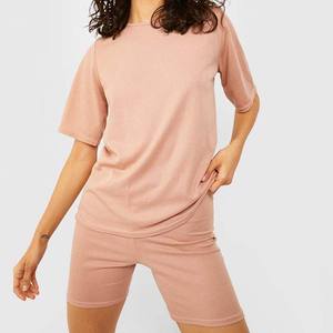 Customizable Women Casual Wear 2 Piece Set Breathable 100% Cotton Customized Logo Solid Women's Set Casual Wear OEM Service - Product Image 1