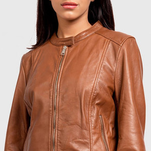 Chaqueta de Cuero Genuino para Mujer, Logotipo Personalizado OEM, Cuero Real de Cordero y Vacuno, Estilo Motociclista, Fabricante Mayorista - Product Image 5