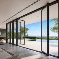 Portes pliantes de véranda modernes Weiwei, résistantes au vent, en verre trempé transparent, porte coulissante extérieure en aluminium