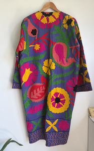 Bulk Selling Long Suzani Embroidery Bohemian Cotton Breathable <b>Canvas</b> Woven Ladies Jackets & Kimonos - Product Image 4
