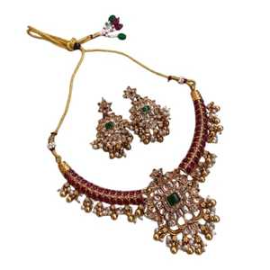 Joyería de moda Bohemia Vintage de alta calidad, collar de pendiente nupcial indio chapado en oro de 18 quilates, conjunto de joyería para boda - Product Image 1