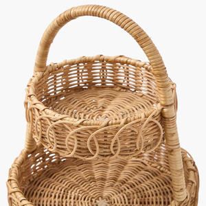 Bandeja de servicio de ratán tejida a mano de Vietnam, soporte de dos atados, organizador decorativo de mimbre Natural, venta al por mayor de Vietnam - Product Image 3