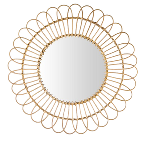 El mejor vendedor, espejo decorativo interior de ratán con flores para regalos, espejo de ratán para hoteles y restaurantes, suministrado por India - Product Image 2