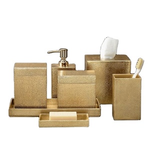 European Style Small Hammered Design Full Bathroom <b>Set</b> With Brushholder <b>Soap</b> Dispenser Tray Buckets Tisssue Holder Use in Hotel - Product Image 1