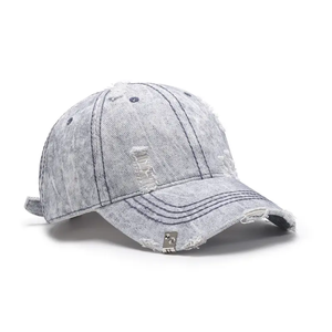 Gorra de béisbol de 5 paneles con tirantes ajustable de alta calidad para hombre, lavado ácido, logotipo bordado personalizado, sombrero deportivo con estampado desgastado - Product Image 2