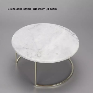 Luxury Eco-Friendly Nesting Cake Serving Stand with Gold Metal Base and Round Marble Top Elegant Tiered <b>Dessert</b> Display - Product Image 6