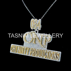 Custom 925 Sterling <b>Silver</b> Christian Hip Hop Yellow Gold Plated CNP CHI NITTY GIA Certified Unisex Brilliant Cut 3 Charm <b>Pendant</b> - Product Image 2