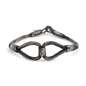 กำไลข้อมือเงินแท้ 999 แบบถักมือ Kazaziye  ชุบออกซิไดซ์ เครื่องประดับแฟชั่น - Product Image 2