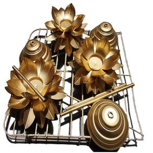 เชิงเทียนทองเหลืองพรีเมี่ยมทรงดอกบัวใช้ในบ้านและวัดไฟดิวาลีเทียนที่เป็นของขวัญทางชาติพันธุ์ - Product Image 2