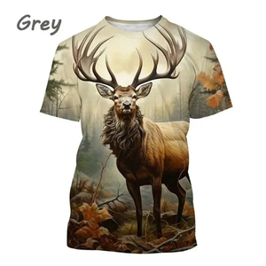 Hombres y mujeres Elk Moose Deer Hunting Camuflaje 3D All Over animal Printed Oversized Camisa de manga corta Cool Clothing Top - Product Image 2