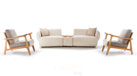 Ensemble de canapés rembourrés modernes, élégants et confortables, couleurs personnalisables, design durable, pieds en bois, pour intérieurs de maison, appartement, entrepôt