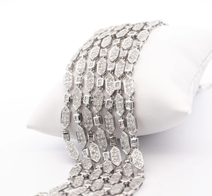 Round & <b>Baguette</b> Cut Moissanite Diamond Cuban Link <b>Bracelet</b> for Wedding Gift For Women's Fashion Jewelry 925 Sterling Silver - Product Image 3