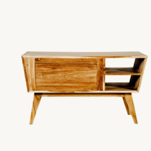 Buffet moderne en forme de trapèze - Combinaison de meuble TV et de table basse en teck de 150 cm avec deux tiroirs en provenance d'Indonésie - Product Image 5