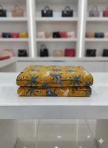 Le Souvenirs 100% Yellow Animal Printed Cotton Fabric Breathable Home Decor & Apparel Material Personalized Gift for Curtain Bag - Product Image 2