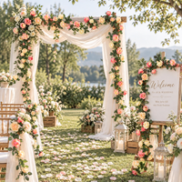 Petite guirlande de pivoines artificielles pour plafond, décoration murale de mariage, vente en gros, 45 têtes de petites roses artificielles