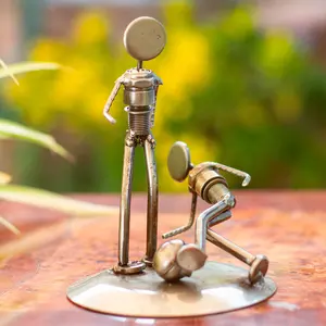 งานประติมากรรมรูปกวางเคลือบทองอะลูมิเนียมคุณภาพส่งออก ZAHID EXPORT งานหล่อขัดเงาทันสมัย สำหรับตกแต่งบ้านบริเวณทางเข้า - Product Image 1