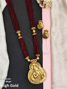 Templo joyería alto oro polaco Dios Krishna diseñador fiesta desgaste diseño joyería accesorios templo colgante conjunto joyería conjuntos - Product Image 6