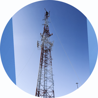 Tour de communication à 3 pieds galvanisée à chaud pour antenne panneau cellulaire MIMO/GSM avec 2 connecteurs N femelles et bornes N femelles