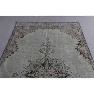 พรมวินเทจตุรกี ขนาด 4.7x9.7 ฟุต (143x297 ซม.) พรมขนสัตว์สีเทา - Product Image 4