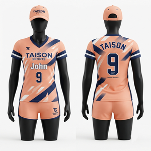 Ensemble d'uniformes de volley-ball pour femmes en polyester interlock 160 GSM, rouge et blanc, avec logo personnalisé par sublimation - Product Image 5