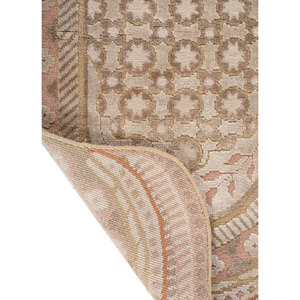 Tapis Khidki LRB-13021 en laine et soie de bambou noué à la main, couleur ivoire, épaisseur 10 mm, motif géométrique abstrait, pour couloir, salle de prière, forme rectangulaire - Product Image 5