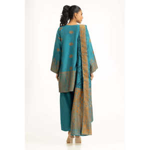 Conjunto de Traje de Jacquard Teñido con Hilo de 3 Piezas para Mujer IUSTKSD-1407 - Product Image 1