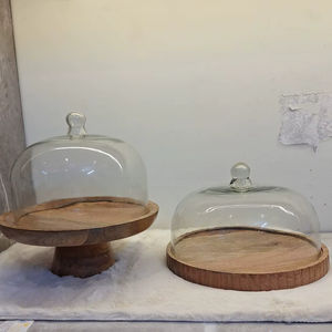 Support à gâteau artisanal en bois, couvercle en verre pour présentation de desserts, boîte à gâteau avec plateau en bois, dôme en verre pour présentation de pâtisseries - Product Image 6