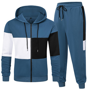Ensemble 2 pièces respirant 100% coton avec fermeture éclair Sweat-shirt et pantalon de survêtement pour homme Impression personnalisée du logo Jogging Ensembles de survêtement Unisexe - Product Image 3