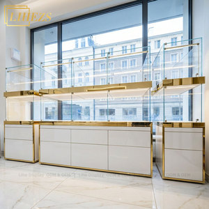 Luxury White and Gold Jewelry Display Showcase Modern High-End <strong>Watch</strong> Display Case Cabinet for Jewellery Shop Interior Design - Product Image 1