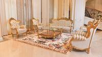 Ensemble de meubles de salon de luxe style Princesse, moderne du milieu du siècle, sectionnel réglable en bois, canapés et fauteuils rembourrés en éponge pour appartement